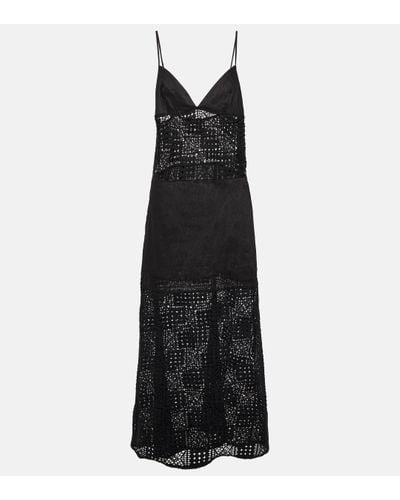 Sir. The Label Rayure Crochet Cotton Maxi Dress - Black