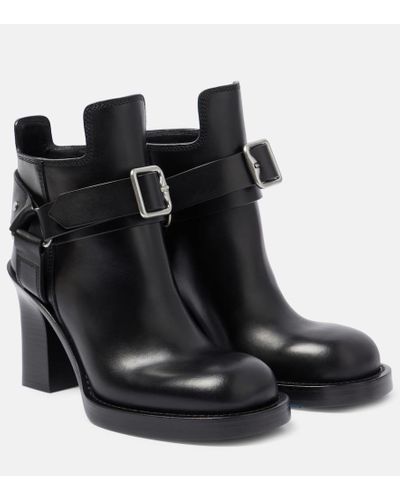 Burberry Stirrup Leather Ankle Boots - Black