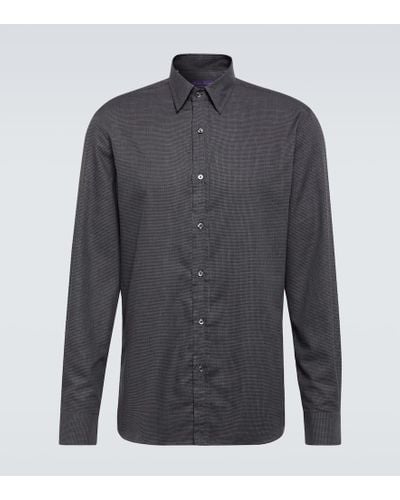 Ralph Lauren Purple Label Chalkstripe Cotton Shirt - Gray