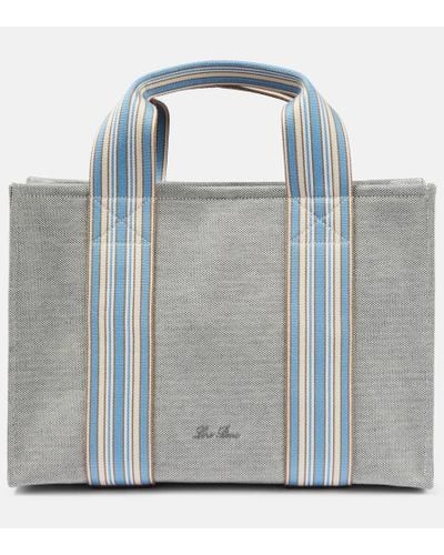 Loro Piana The Suitcase Stripe Small Tote Bag - Blue