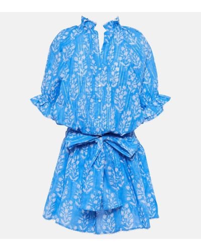 Juliet Dunn Vestido corto en mezcla de algodon floral - Azul