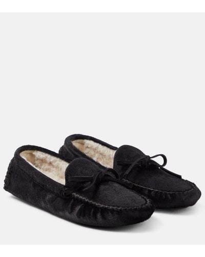 The Row Lucca Calf Hair Moccasins - Black