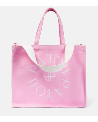 Patou Large Logo Canvas Tote Bag - Pink