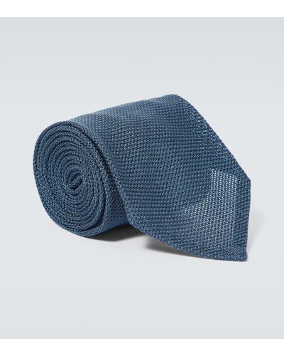 Thom Sweeney Silk Grenadine Tie - Blue