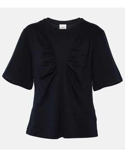 Isabel Marant Zeren Draped Cotton Jersey T-shirt - Black