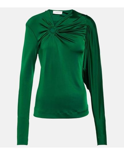 Victoria Beckham Top de jersey fruncido - Verde