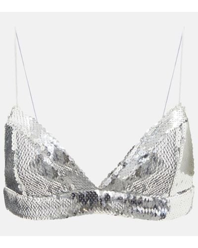 Alex Perry Sequin-embellished Bra Top - Gray