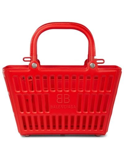 Balenciaga Bolso cesta Mag Small de piel - Rojo