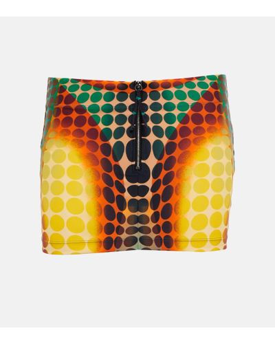 Jean Paul Gaultier Minifalda de malla de lunares - Naranja