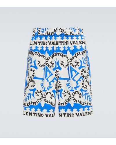 Valentino Shorts Mini Bandana de algodon - Azul