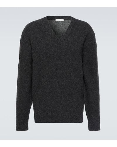 Lemaire Jersey de lana con cuello en pico - Negro