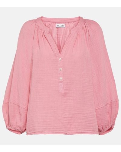 Velvet Blouse Vivi en coton - Rose