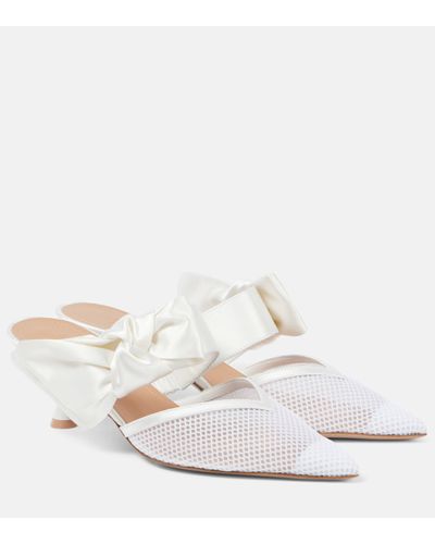 Malone Souliers Marie 45 Bow-detail Mesh Mules - White