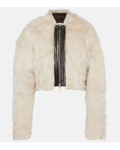 Khaite Veste raccourcie en shearling et cuir - Neutre