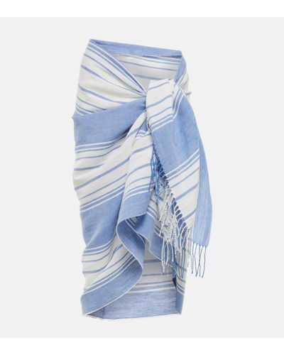 Totême Striped Linen And Cotton Beach Cover-up - Blue