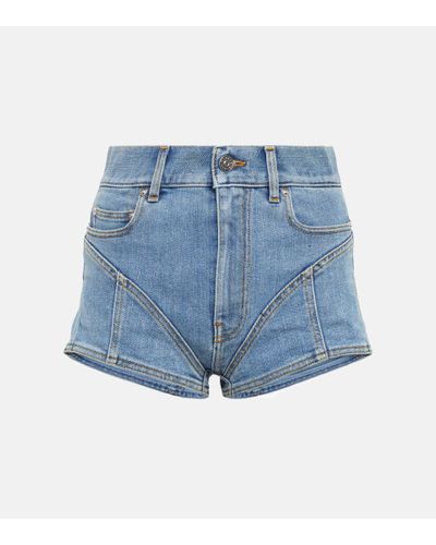 Mugler Shorts di jeans a vita alta - Blu