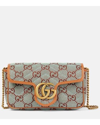 Gucci GG Marmont Super Mini Canvas Shoulder Bag - Metallic