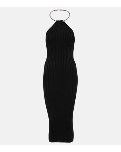 Galvan London Rhea Metallic-knit Midi Dress - Black
