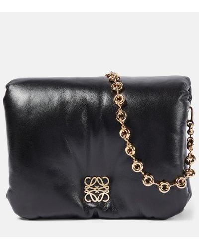 Loewe Goya Puffer Leather Shoulder Bag - Black