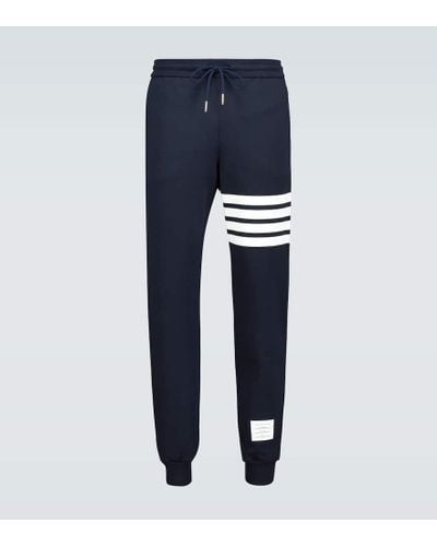 Thom Browne Pantalones deportivos de algodon con 4-Bar - Azul