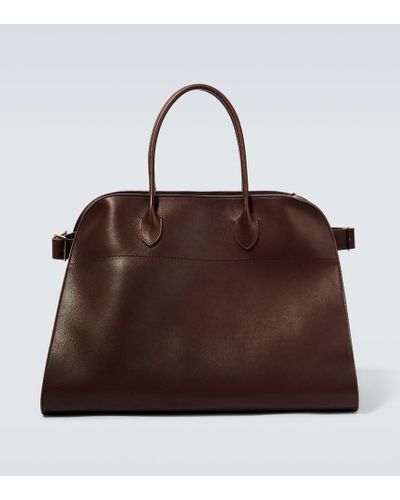 The Row Soft Margaux 17 Leather Tote Bag - Brown