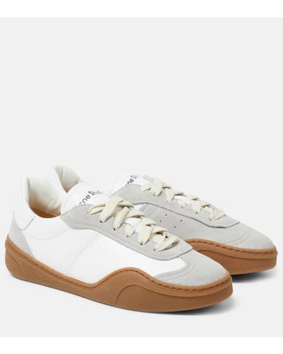 Acne Studios Suede-trimmed Leather Sneakers - White