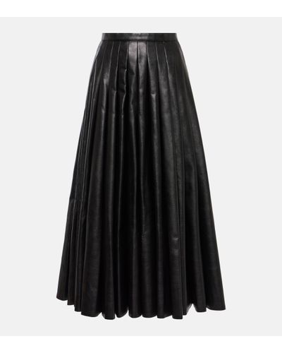 Junya Watanabe Jupe midi en cuir synthetique - Noir