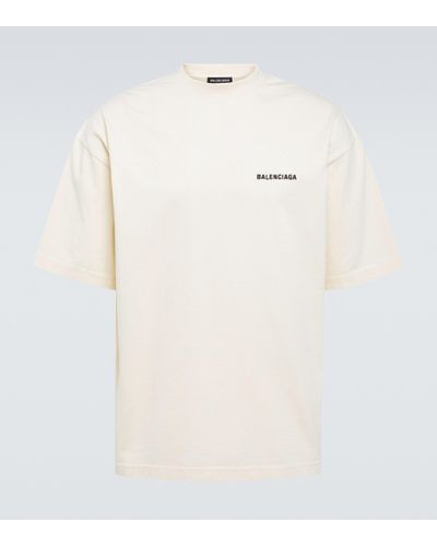 Balenciaga T-shirt in jersey di cotone con logo - Bianco
