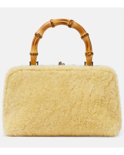 Jil Sander Tote Goji Small aus Shearling - Gelb