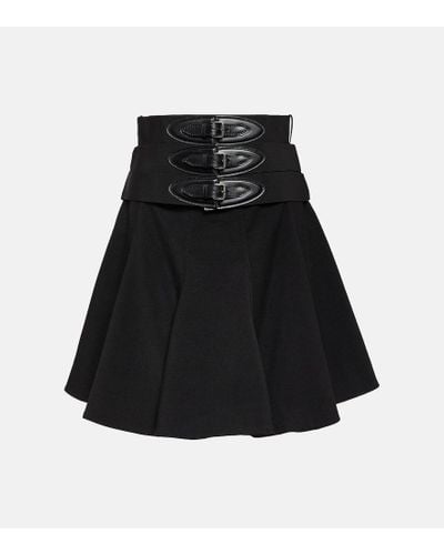 Alaïa Minifalda de lana con cinturon - Negro