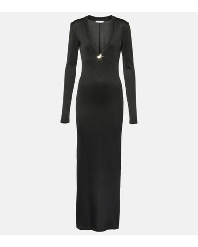 Area Star Stud Jersey Maxi Dress - Black