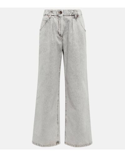 Brunello Cucinelli High-rise Wide-leg Jeans - Grey