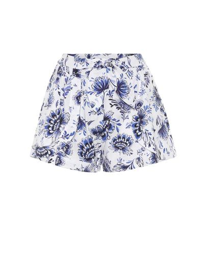 Alexandra Miro Bedruckte Shorts aus Baumwolle - Blau