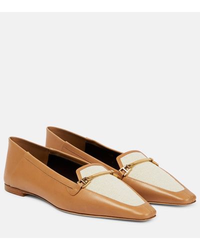 Saint Laurent Chris Canvas And Leather Slippers - Brown