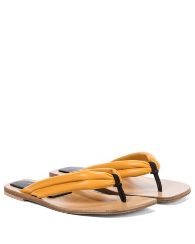 Dries Van Noten Leather Thong Sandals - Metallic