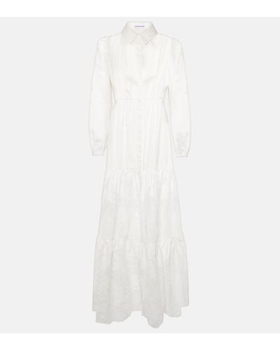 Self-Portrait Lace-trimmed Cotton Maxi Dress - White