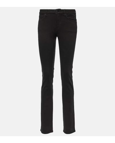 7 For All Mankind High-Rise Straight Jeans - Schwarz