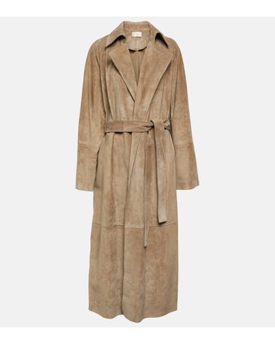 The Row Poseidone Suede Coat - Natural