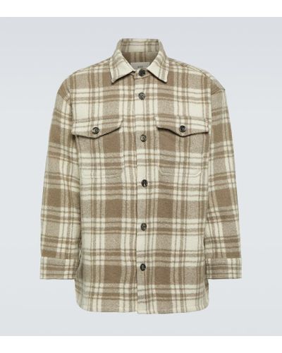 Ami Paris Maxi Checked Wool Overshirt - Metallic