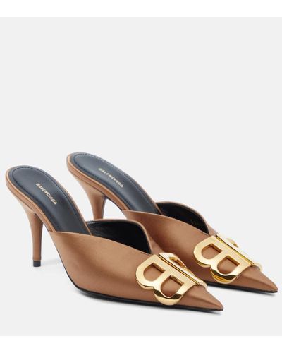 Balenciaga Mules BB de saten - Azul