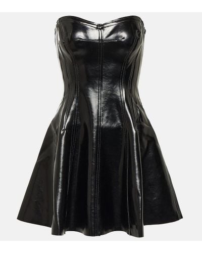 Norma Kamali Grace Faux Patent Leather Minidress - Black