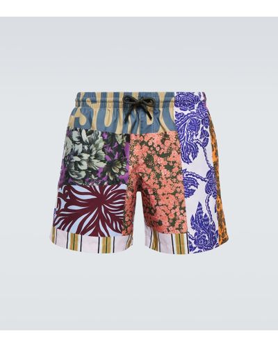 Dries Van Noten Bedruckte Badeshorts - Weiß