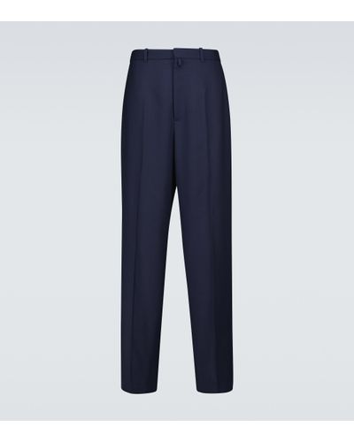 Balenciaga Hose aus Wolle mit Bundfalten - Blau