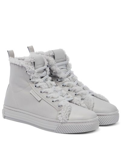 Gianvito Rossi Shearling-lined Leather Trainers - Grey