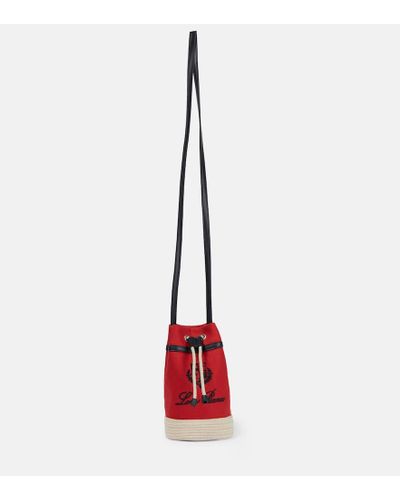 Loro Piana Sailor Mini Canvas Bucket Bag - Red
