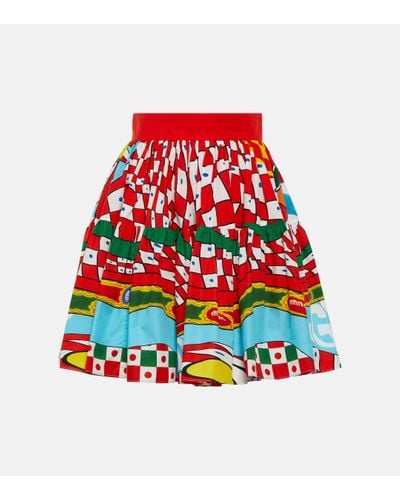 Dolce & Gabbana Carretto Print Cotton Poplin Mini Skirt - Red