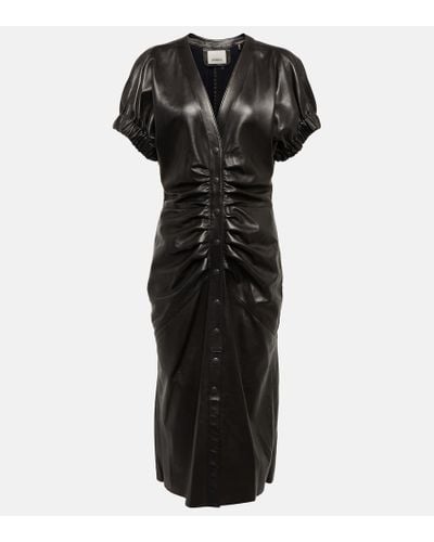 Isabel Marant Carly Leather Midi Dress - Black