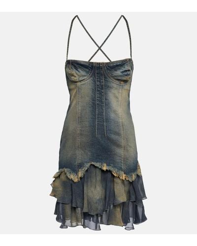 Blumarine Vestido corto en denim - Negro