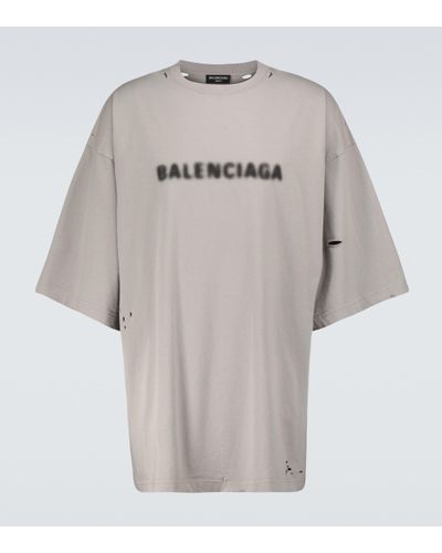 Balenciaga T-Shirt Blurred aus Baumwolle - Grau