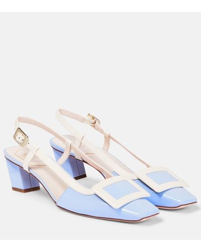 Roger Vivier Belle Vivier Patent Leather Slingback Court Shoes - Blue